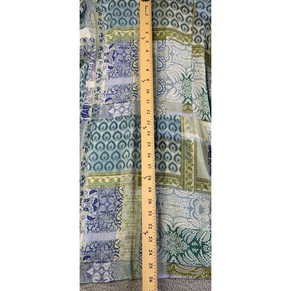 J. Jill Top Womens Size Medium Patchwork Print 3/4 Sleeve Rayon Lightweight - Picture 6 of 9